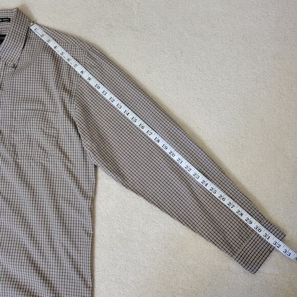 Van Heusen Size M 15-15 1/2 No Iron Button Down Long Sleeve Men's Shirt Brown - Picture 11 of 13
